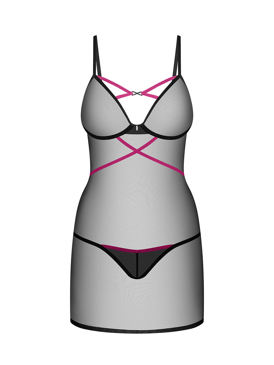 Novenes Black Transparent Chemise