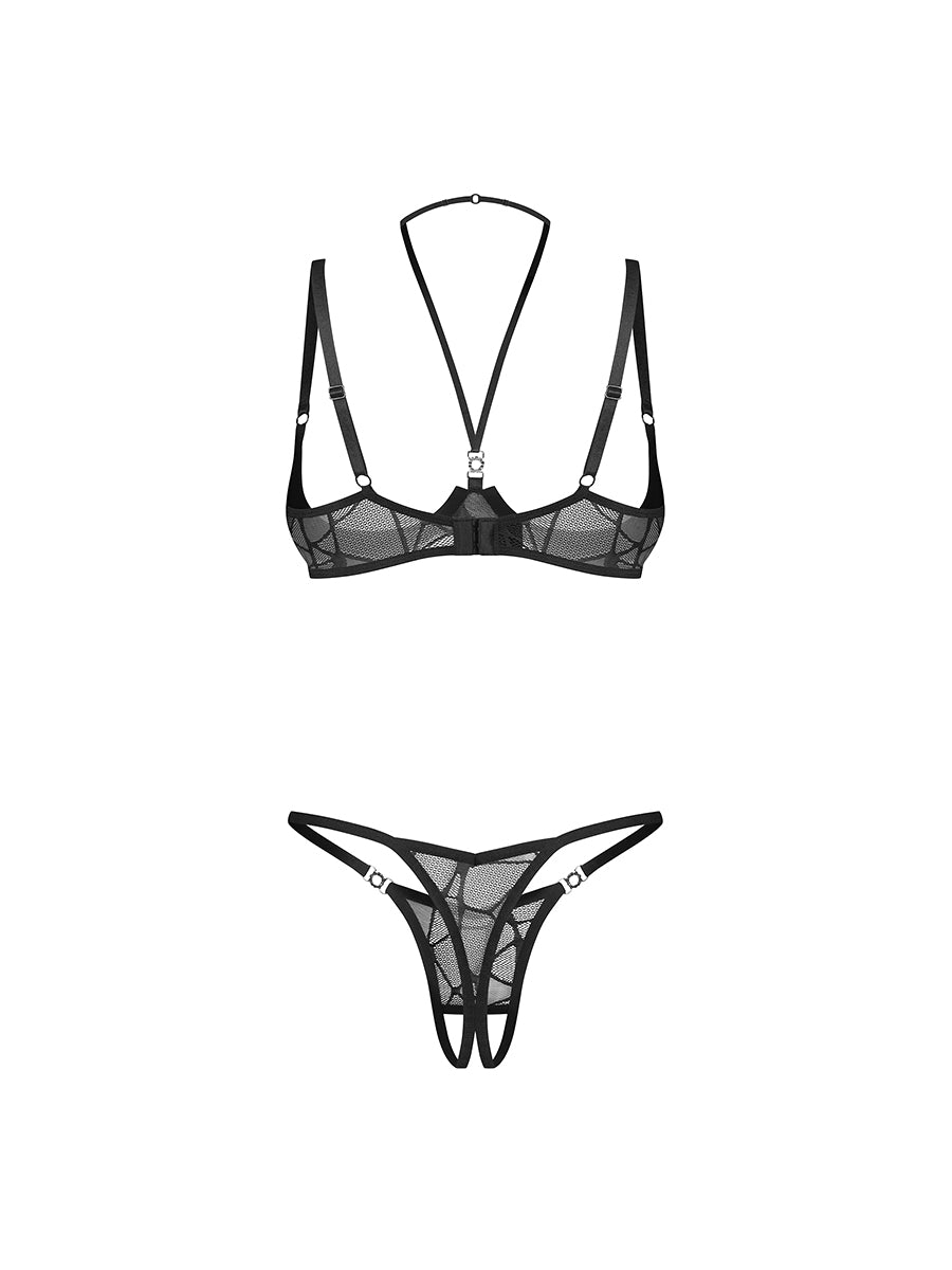 Obsessive Olianna black cupless underwire bra and matching thong set_05