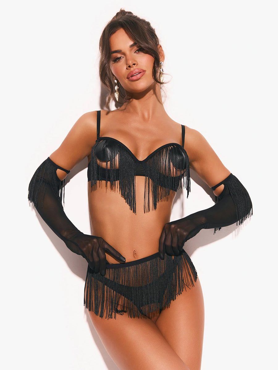 Obsessive Rossay black open bra and thong set with matching opera-length gloves_03