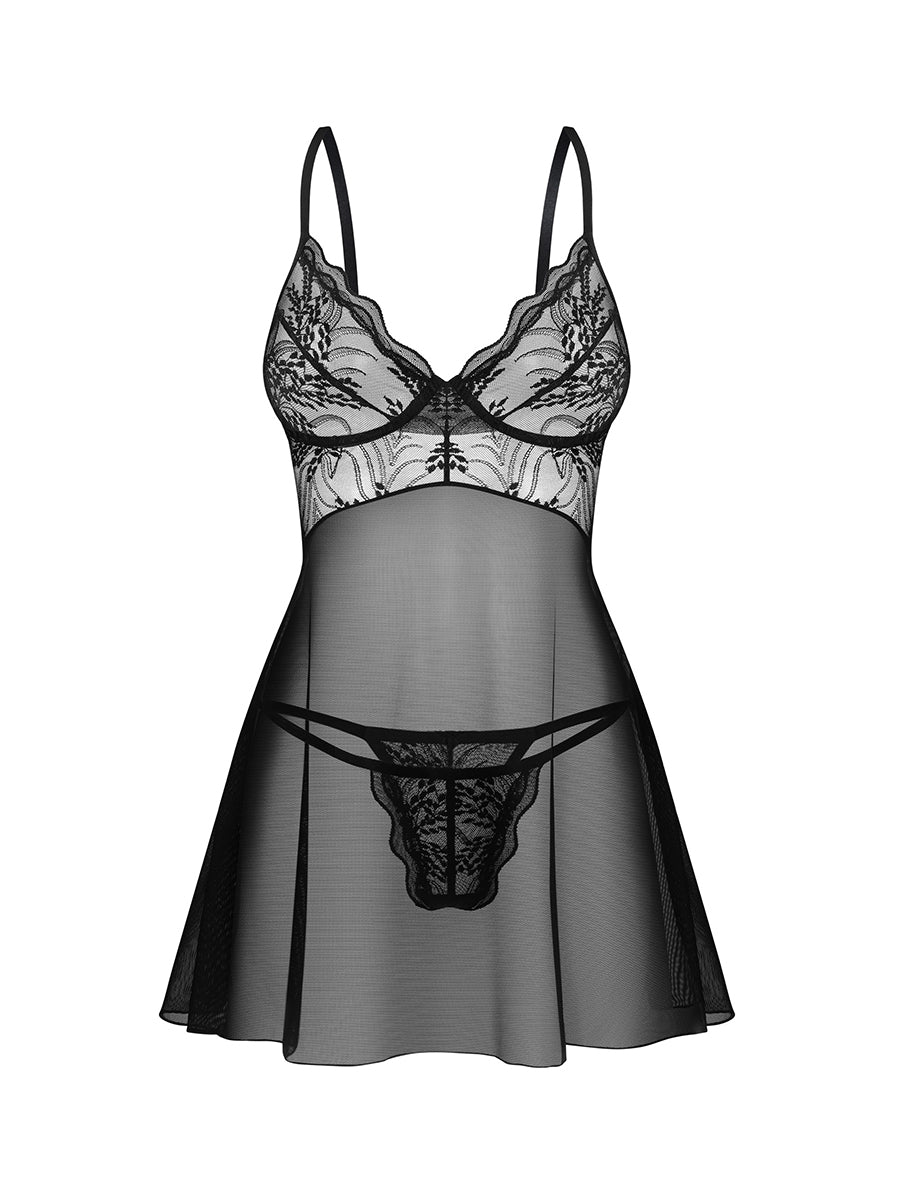 Perisia Babydoll and Thong - Black