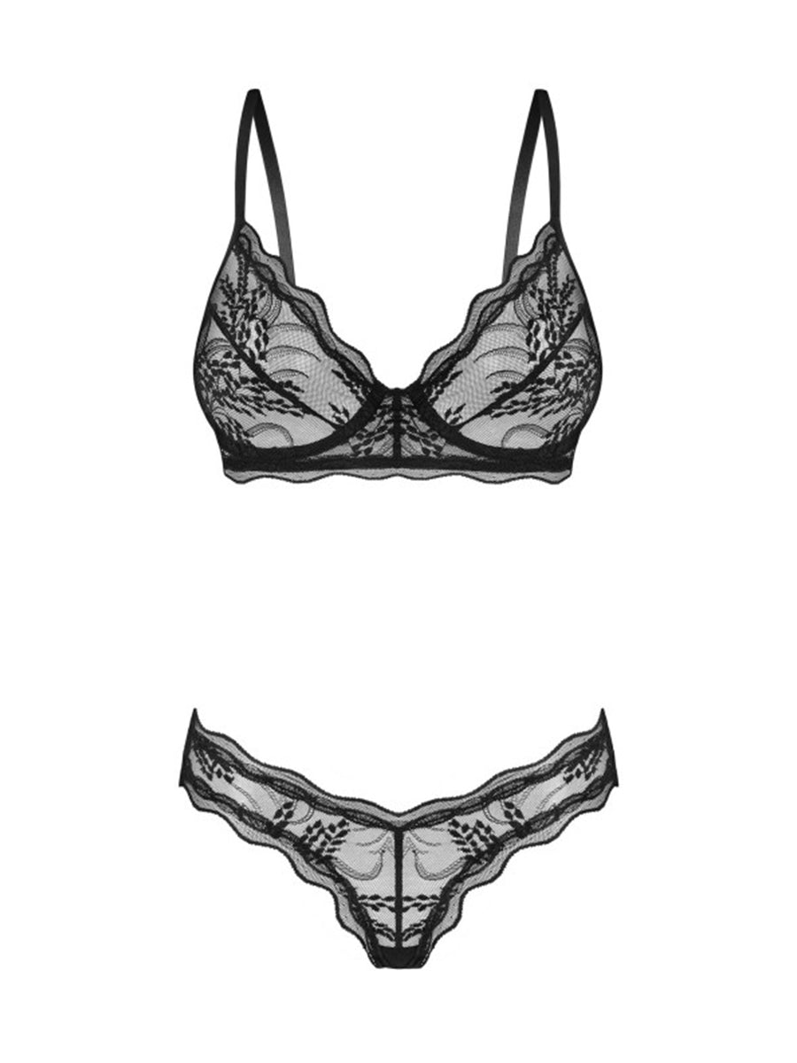 Perisia 2 Pieces Lingerie Set - Black