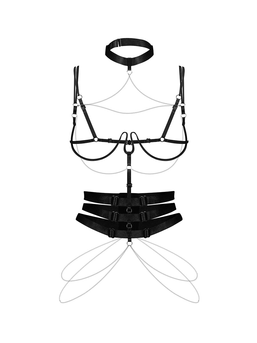 Premisis Black Black Harness with Decorative Chains
