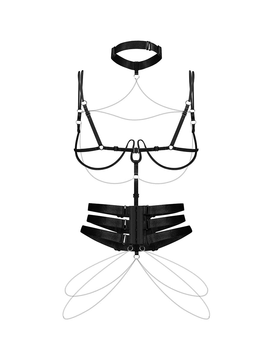 Premisis Black Black Harness with Decorative Chains