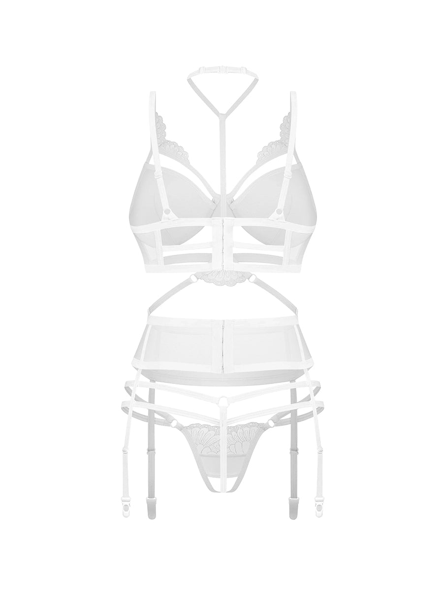 Premisis White White Lingerie Set with Embroidered Details