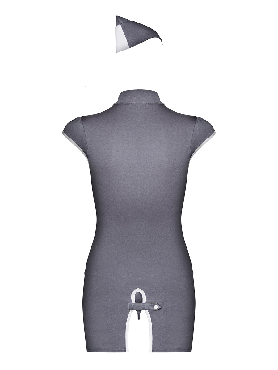 Stewardess 3 Pcs Costume - Grey