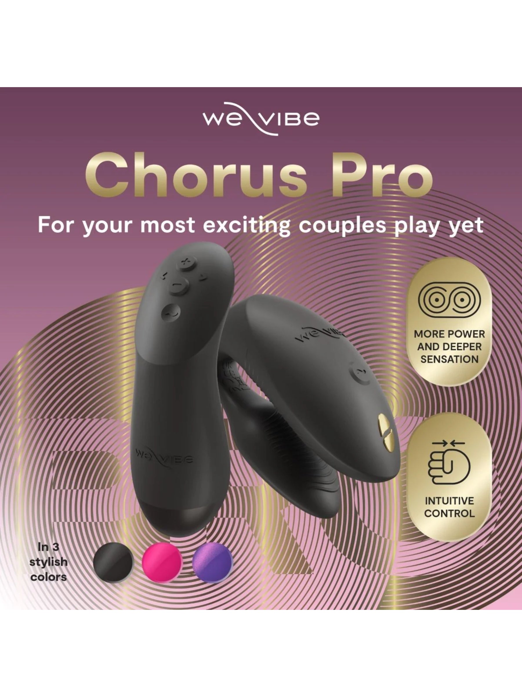 We-Vibe Chorus Pro immersive couples vibrator featuring a sensory squeeze remote and Fusion Wave Technology.