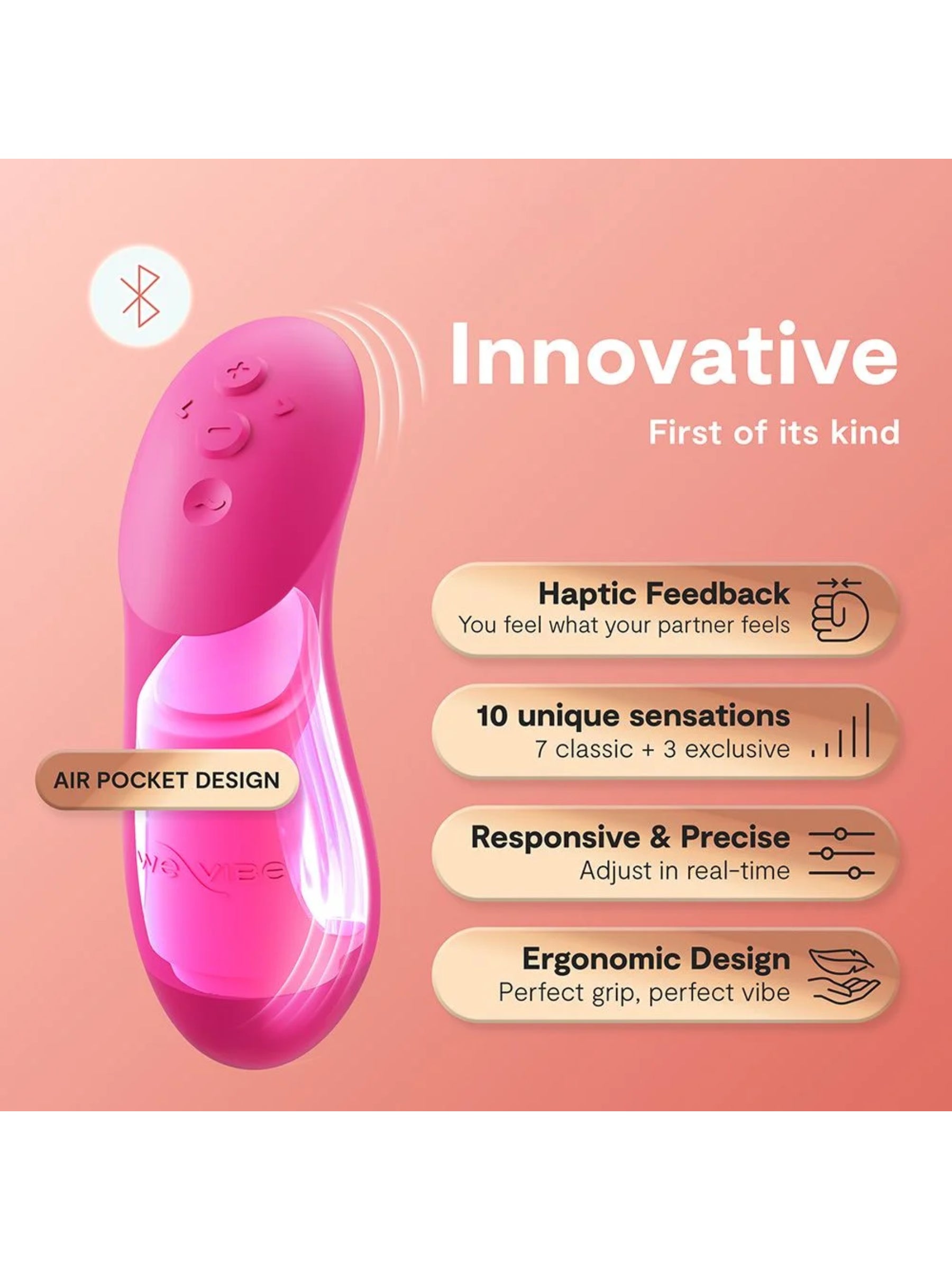 We-Vibe Chorus Pro immersive couples vibrator featuring a sensory squeeze remote and Fusion Wave Technology.