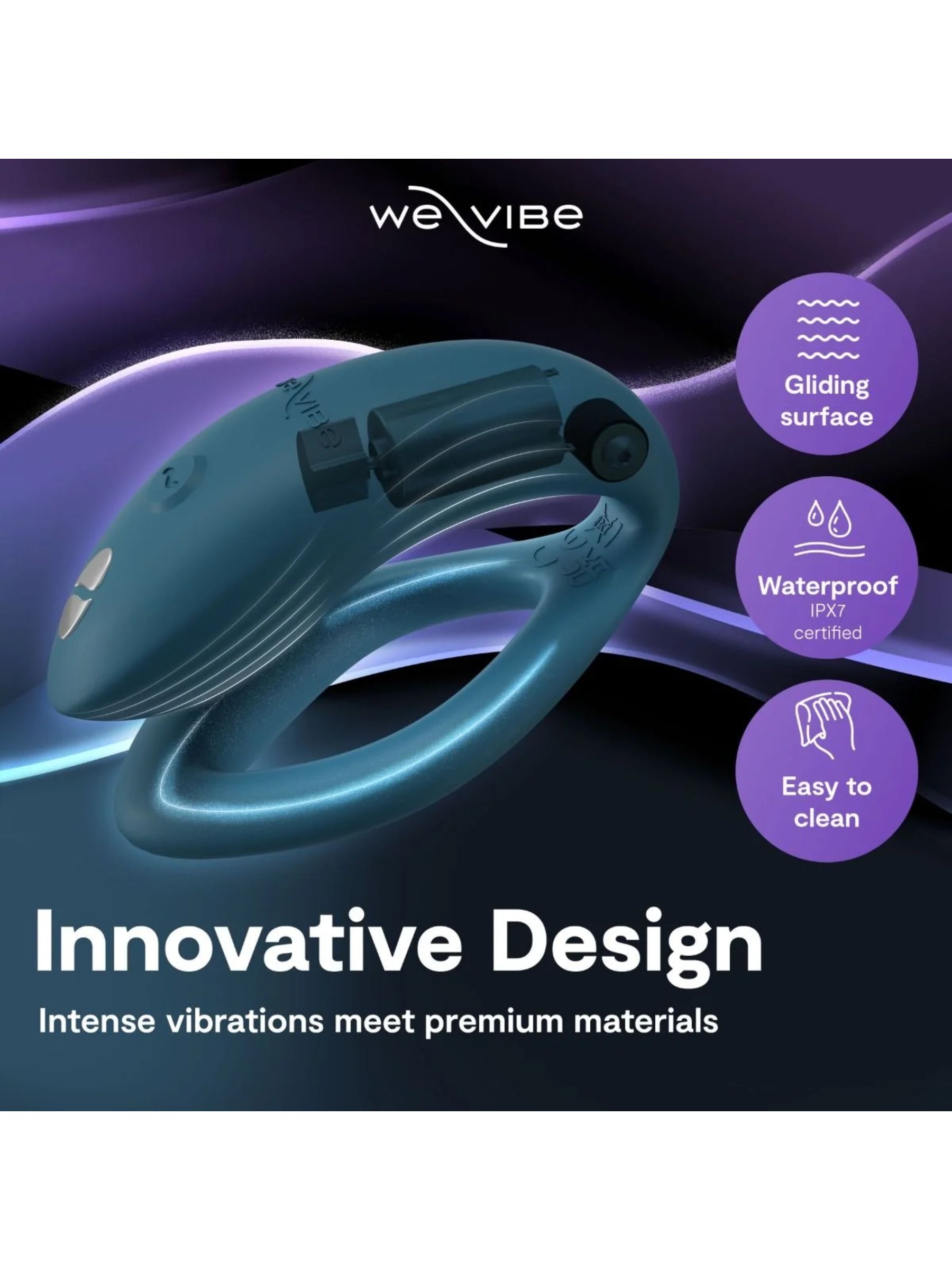 We-Vibe Sync O couples vibrator featuring a secure O-shape architecture for uninterrupted hands-free stimulation.