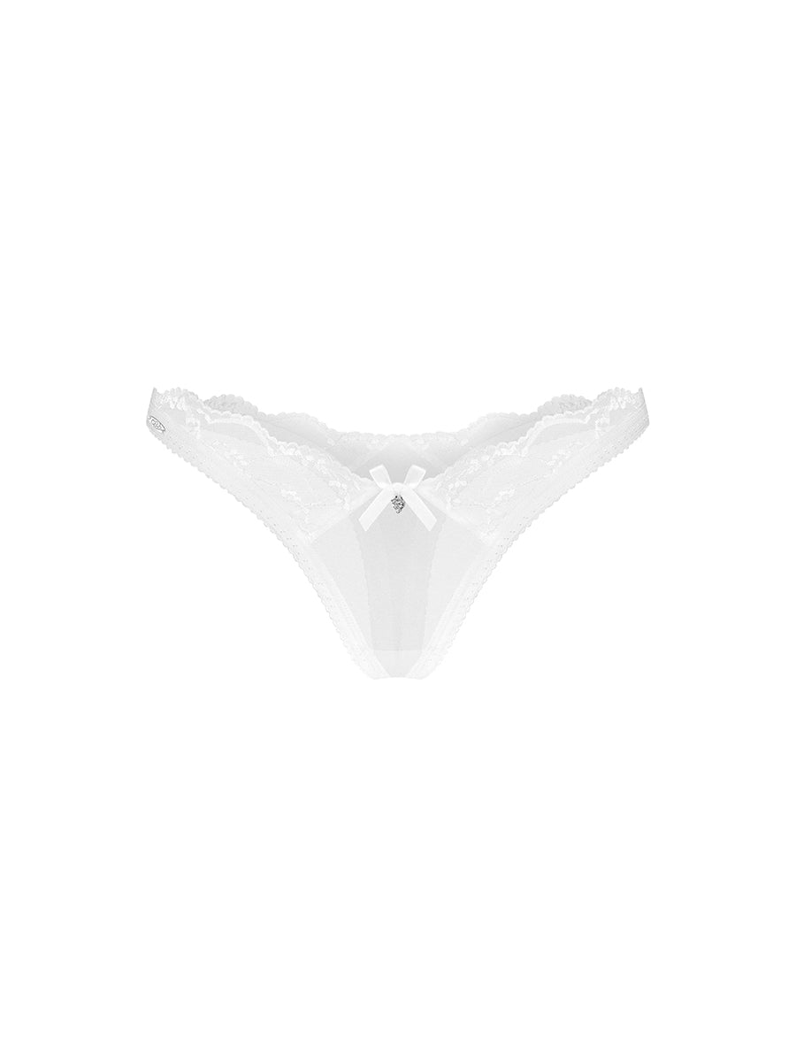 Obsessive Weddya white bridal thong panty with delicate lace edges