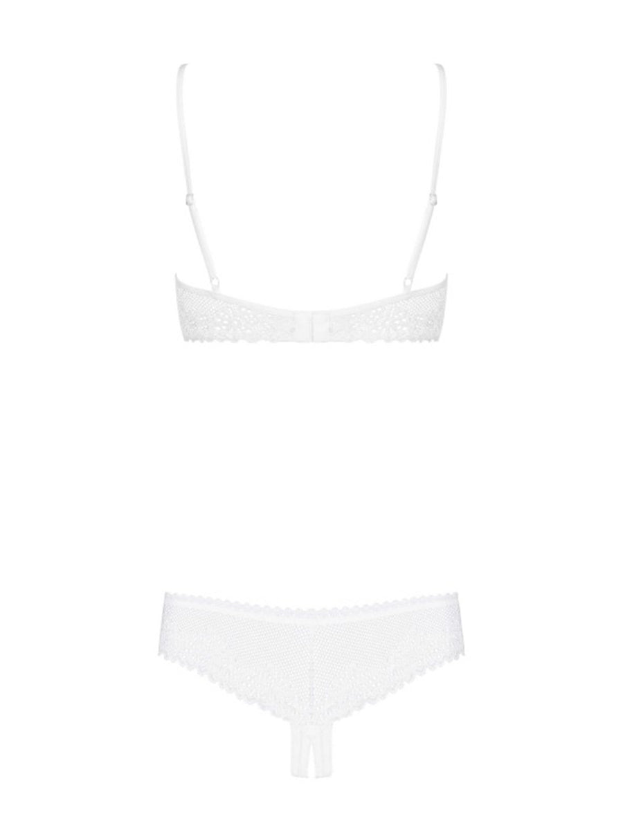 Alabastra Crotchless and Cupless 2 Pcs Lingerie Set - White