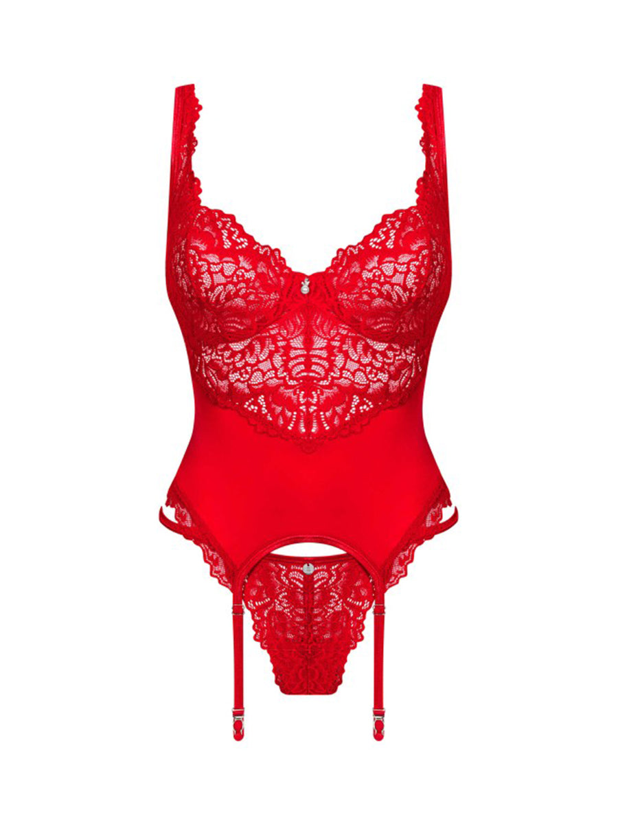 Amor Cherris Corset & Thong - Red