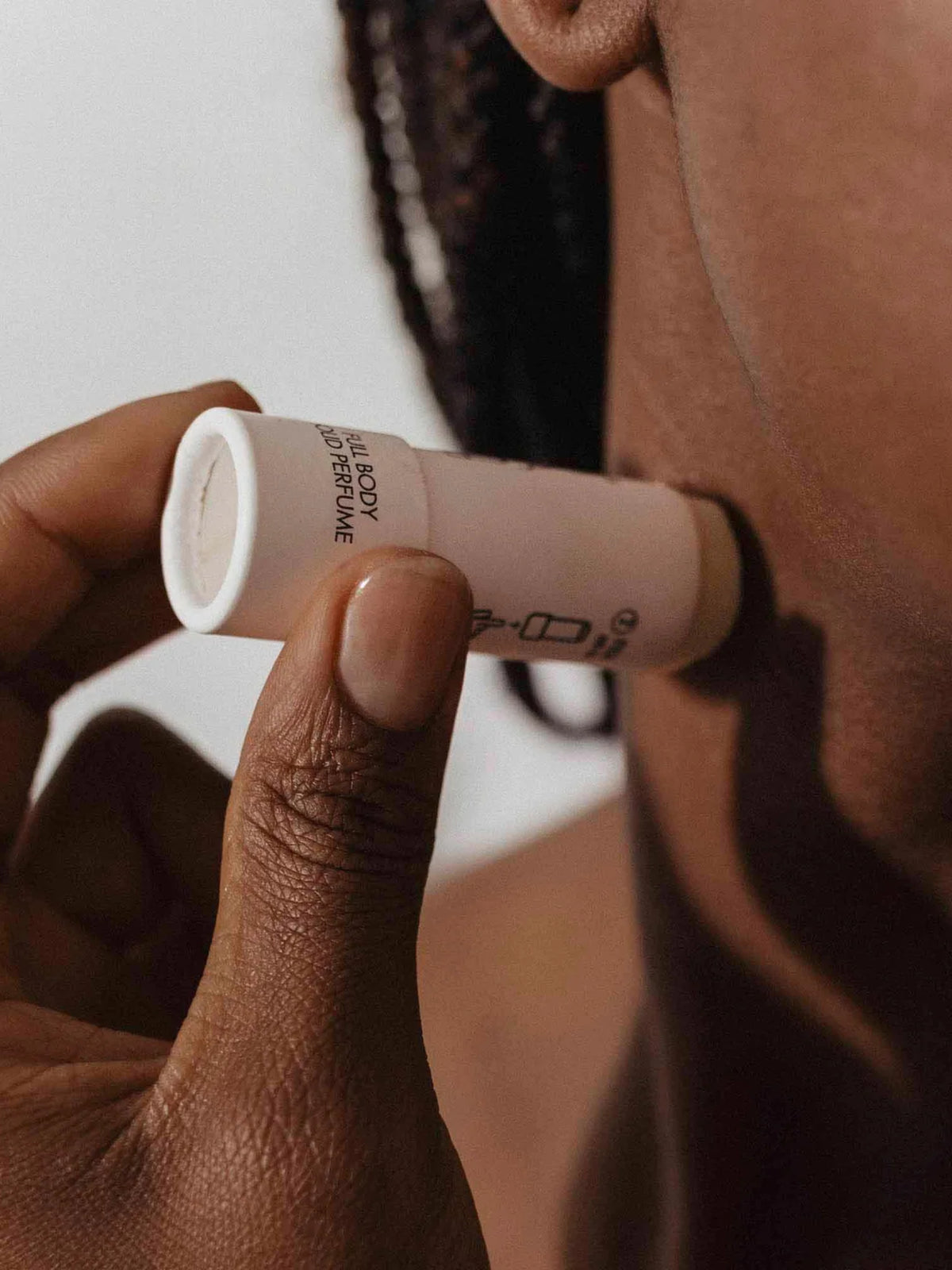 Bijoux Indiscrets intimate solid perfume stick formulated with almond oil, shea butter, and candelilla wax.