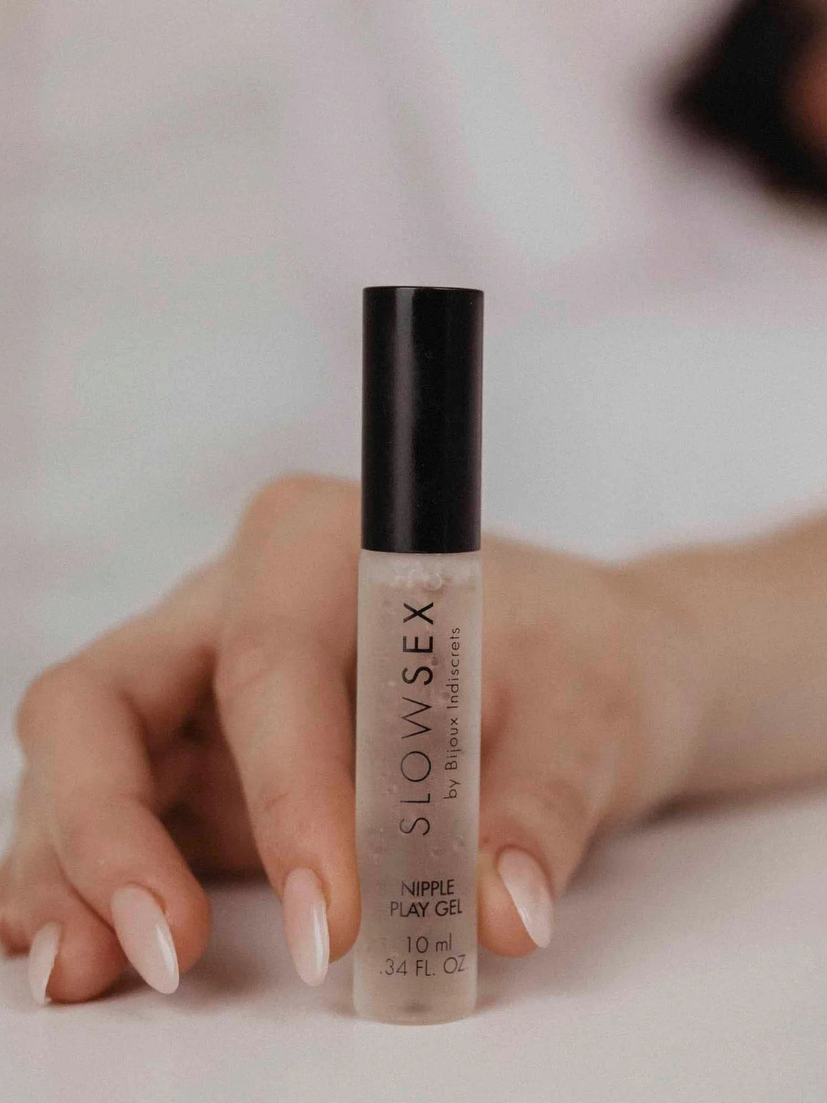 Bijoux Indiscrets cooling nipple play gel featuring a metallic roll-on applicator and the patented Frescolat molecule.