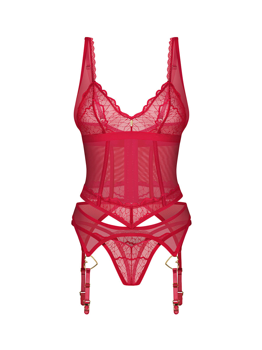 Cupide Desir Corset and Thong - Red