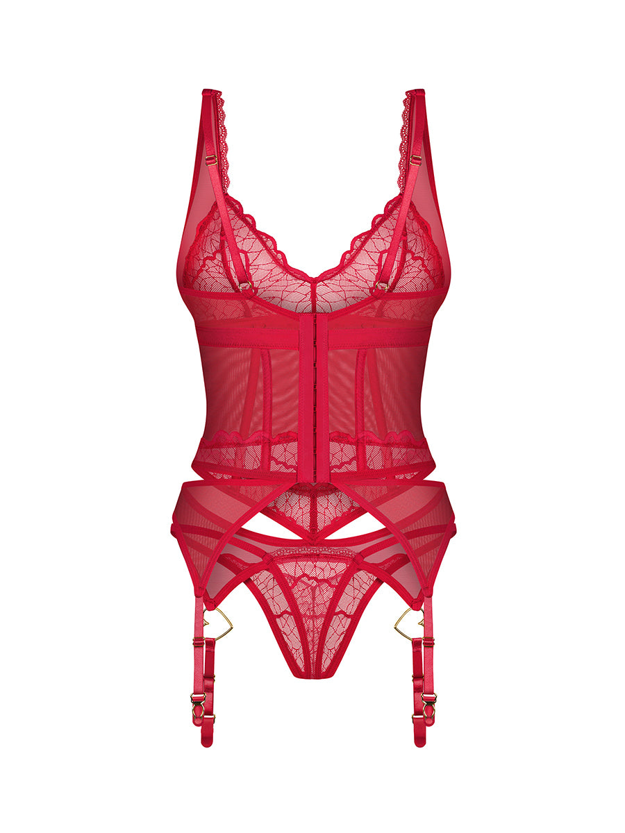 Cupide Desir Corset and Thong - Red