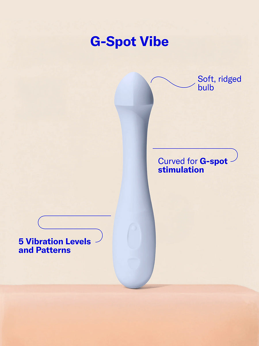 Dame Arc ergonomic internal G-spot vibrator with a squishy bulb and curved handle.