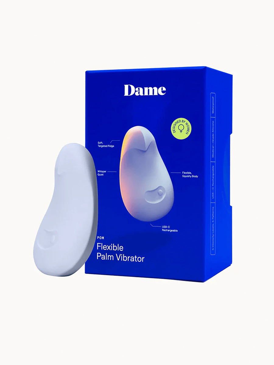 Dame Pom flexible palm vibrator crafted from soft medical-grade silicone for targeted stimulation.