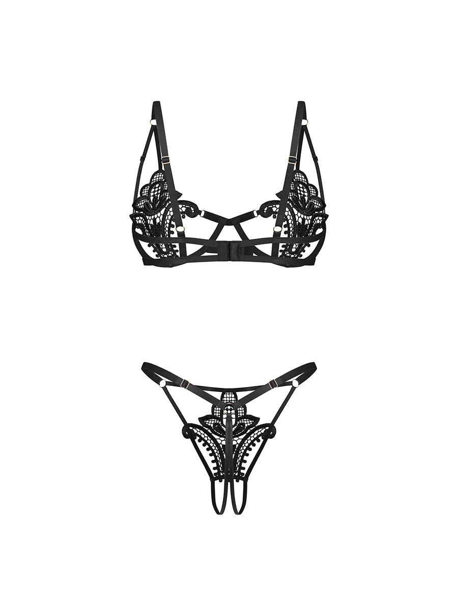 Obsessive Luise Sublim underwired lace bra and crotchless thong set_06