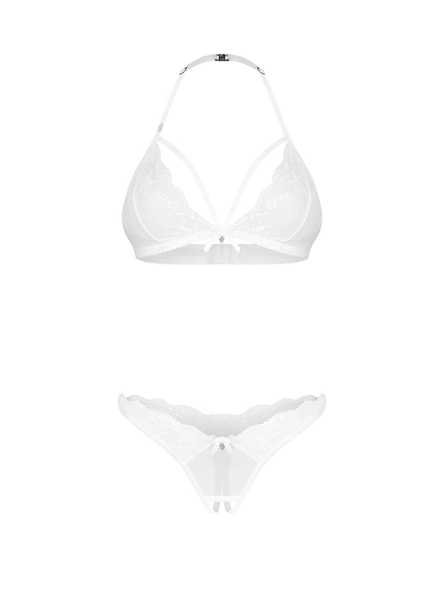 Obsessive Weddya white bridal lace lingerie set with interchangeable thongs_04