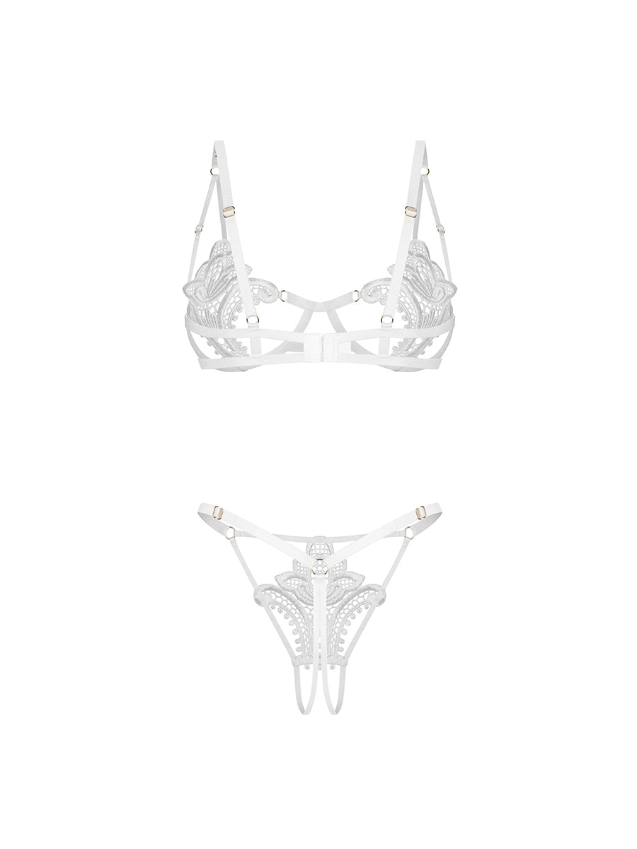 Obsessive Luise Sublim underwired lace bra and crotchless thong set_21