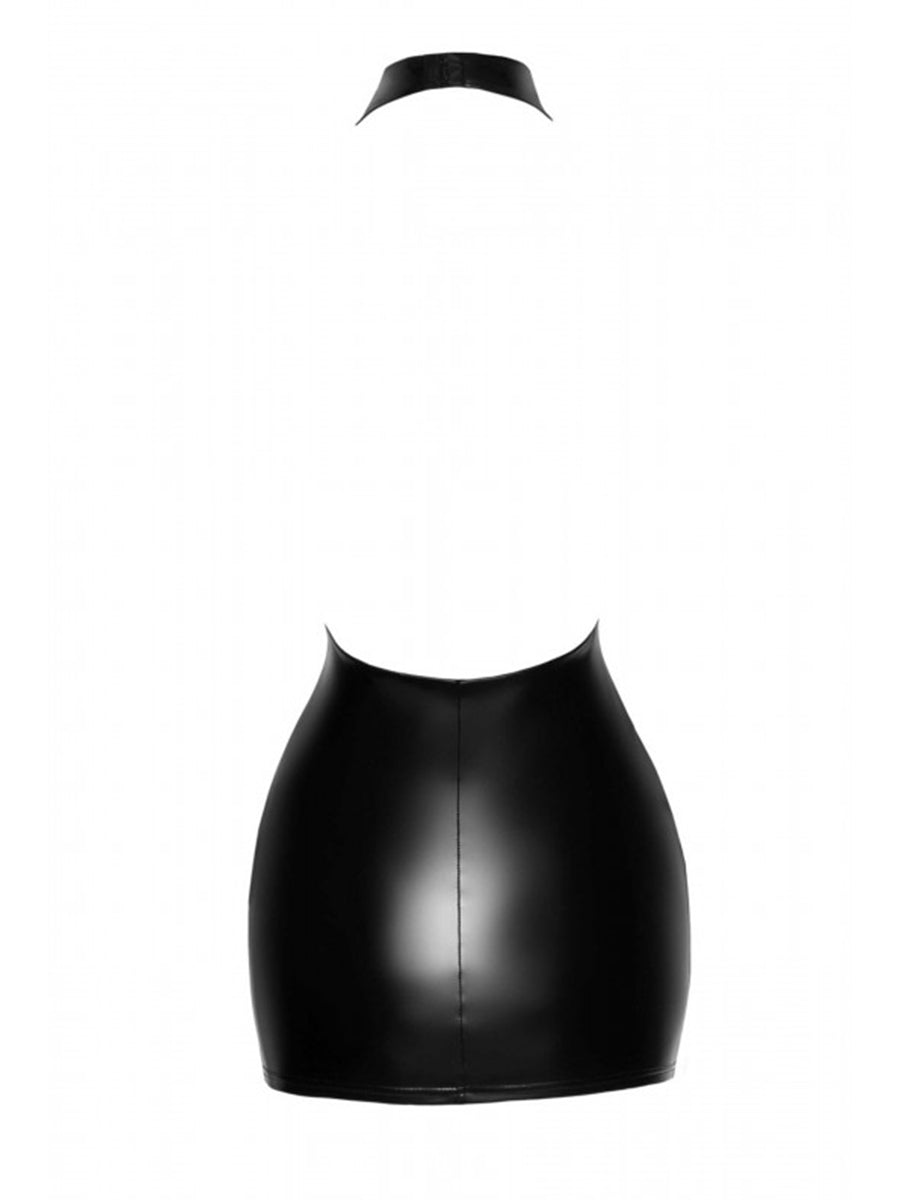 Powerwetlook Halter Mini-dress with Neck Wrap
