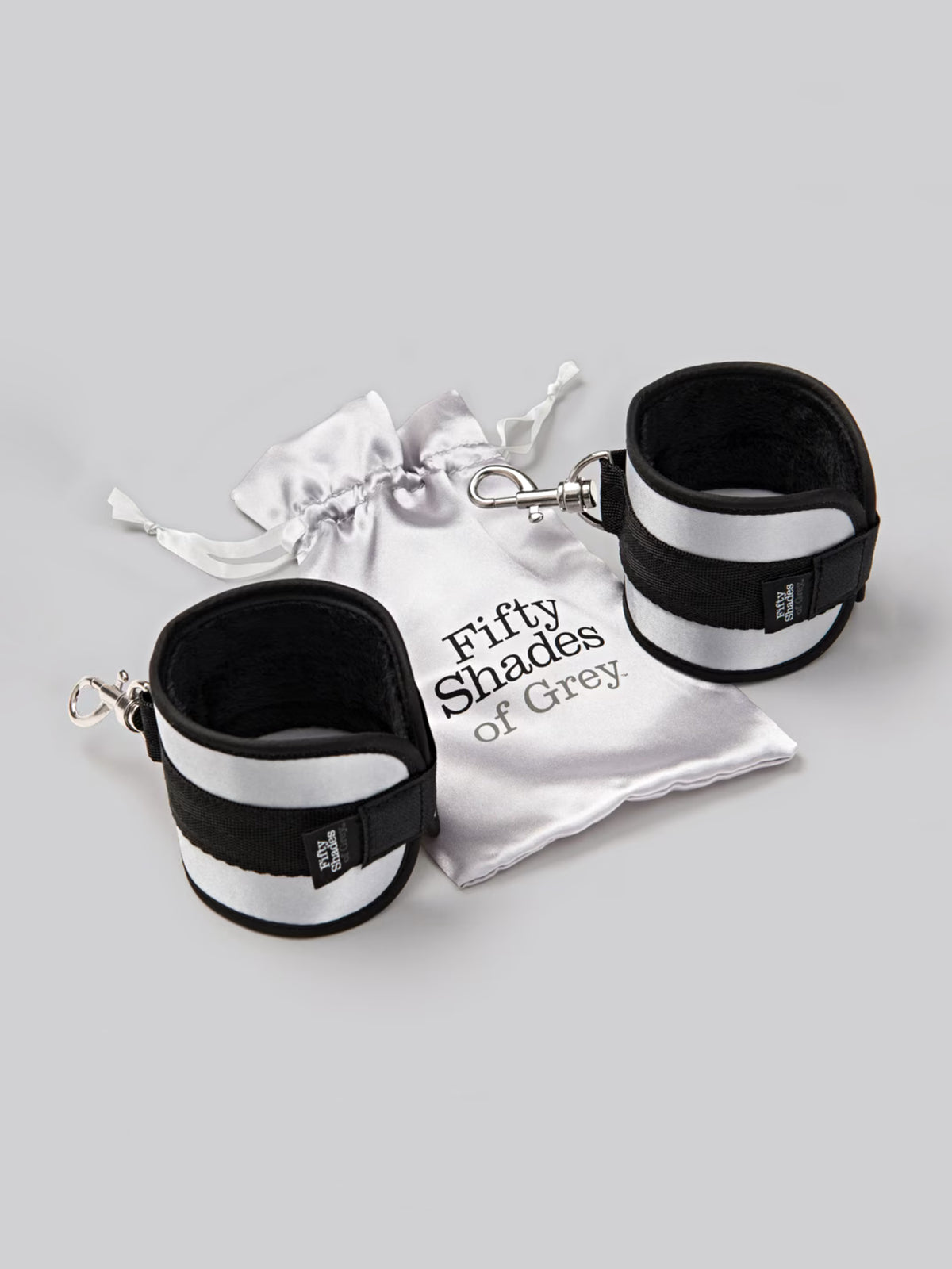 Fifty Shades of Grey Totally His soft velcro restraint cuffs featuring secure D-rings and adjustable straps.