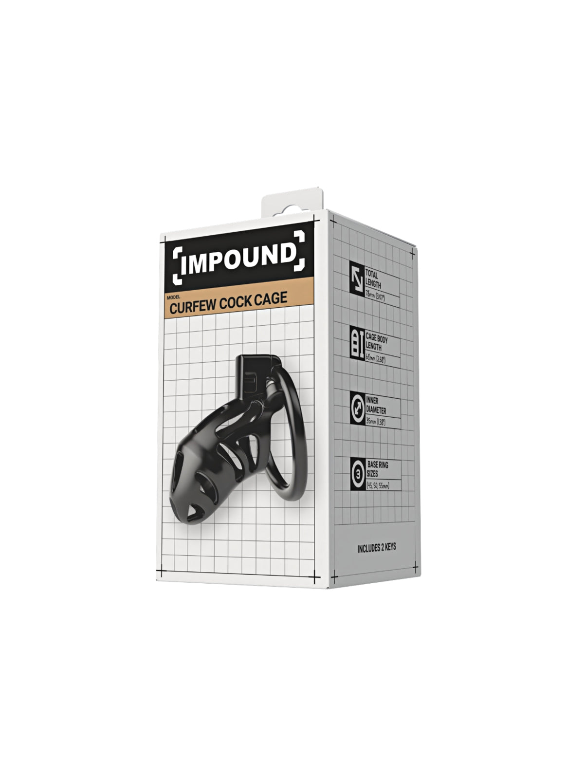 Impound Curfew chastity cage designed with a discreet profile, lightweight ABS construction, and secure locking mechanism.
