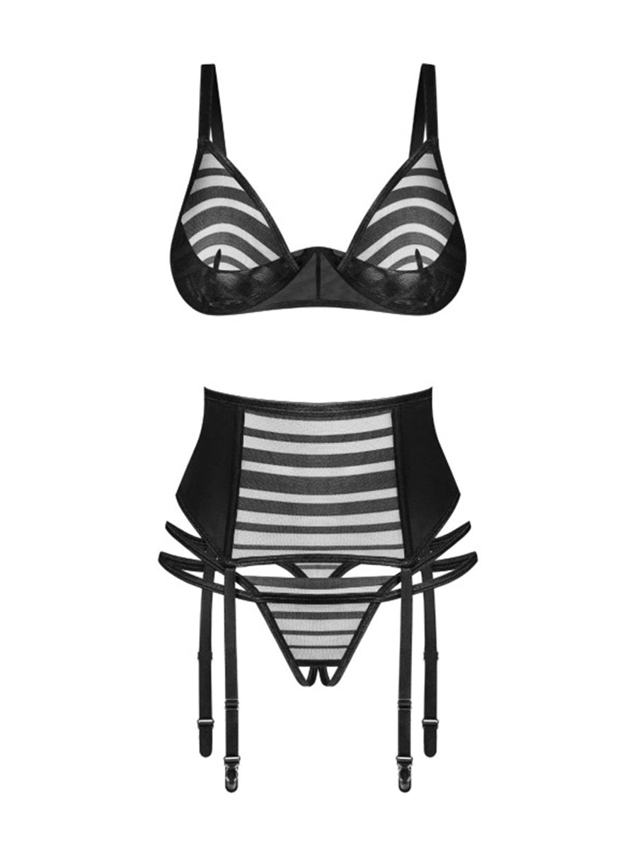 Lune Bellis 3 Pieces Open Mesh Set Set - Black