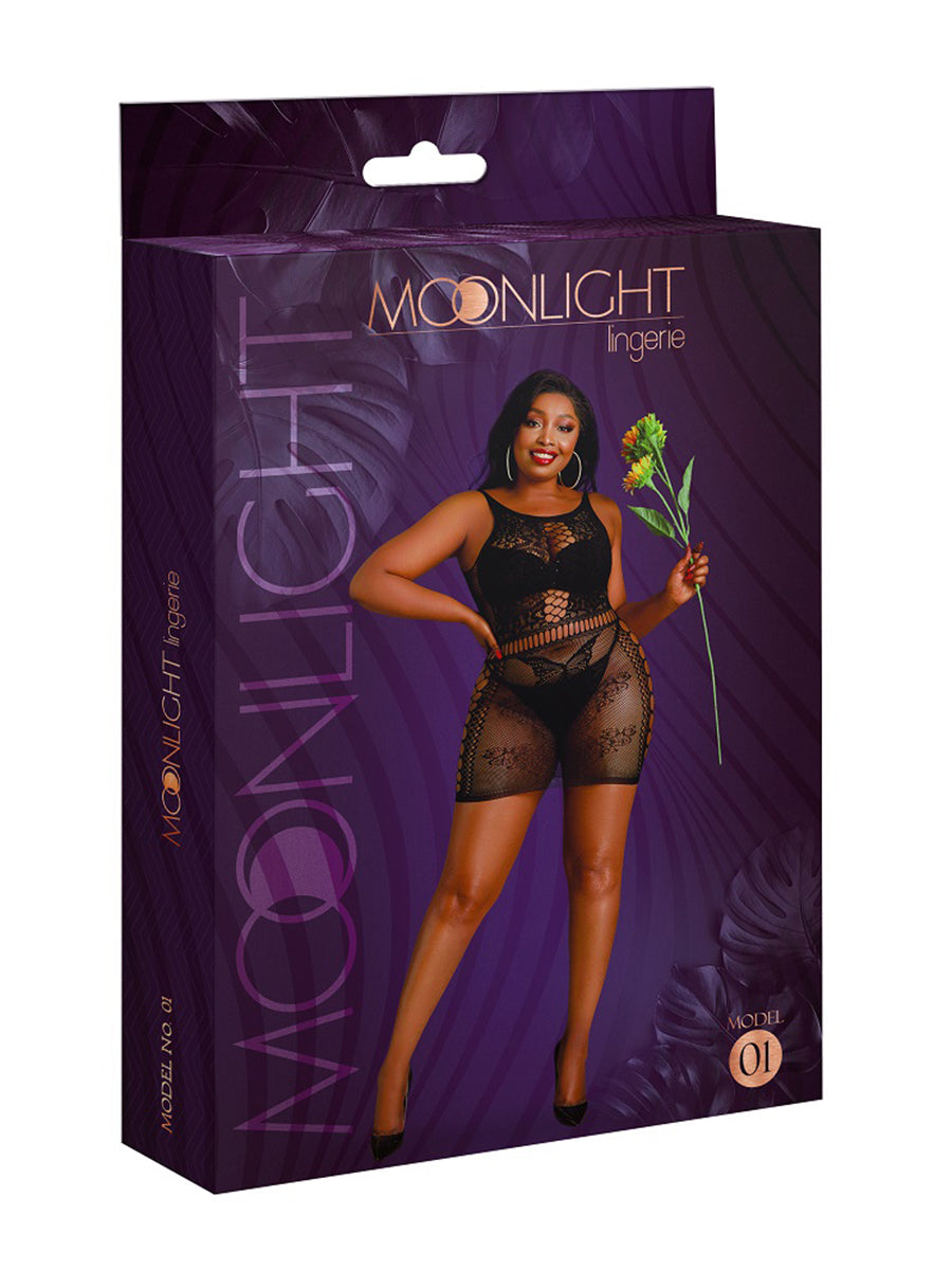 Black Cut Out Floral Mini Dress Plus Size