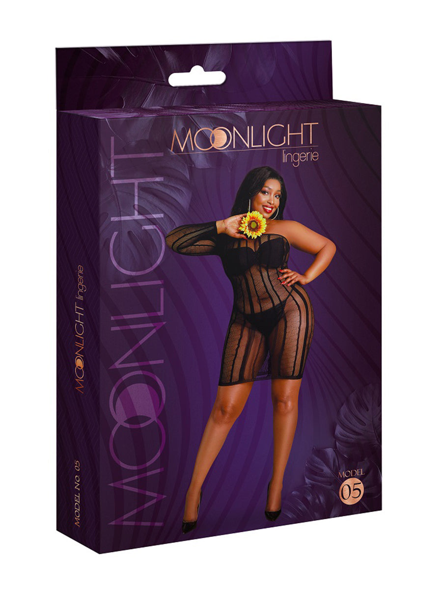 Black Stripe Mini Dress Plus Size