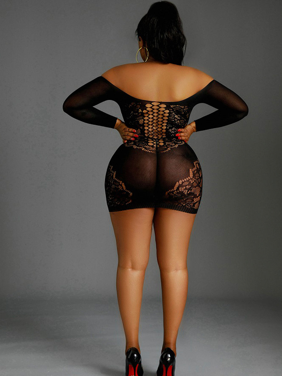 Off the Shoulder Black Mini Dress Plus Size