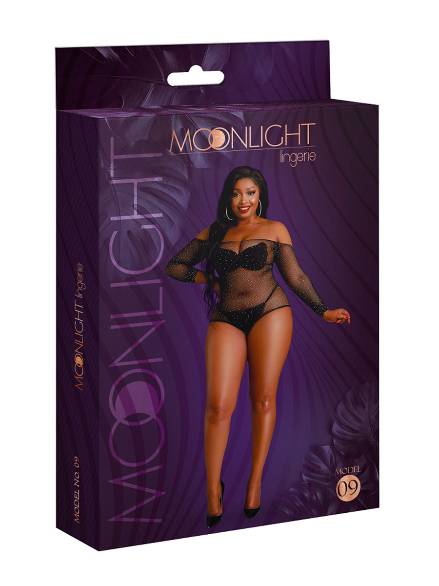 Black Off the Shoulder Sparkle Body Plus Size