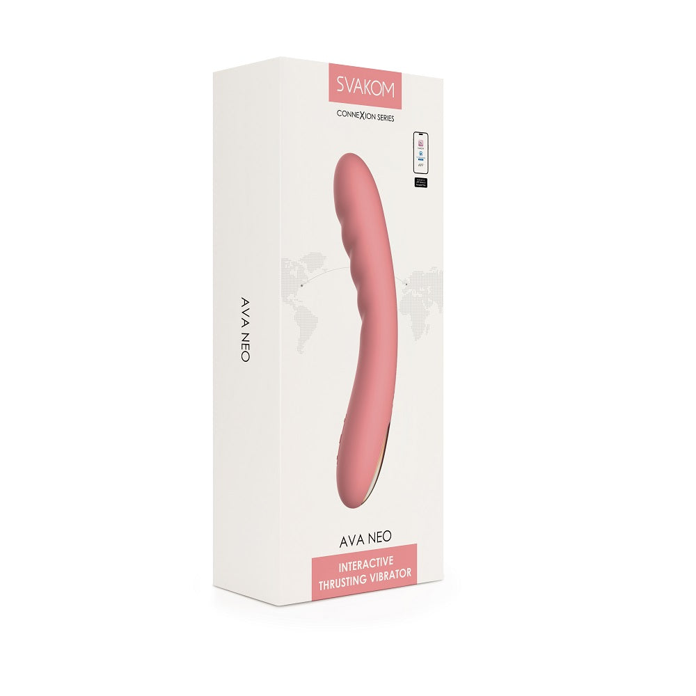 Ava Neo Interactive Thrusting Vibrator Peach Pink