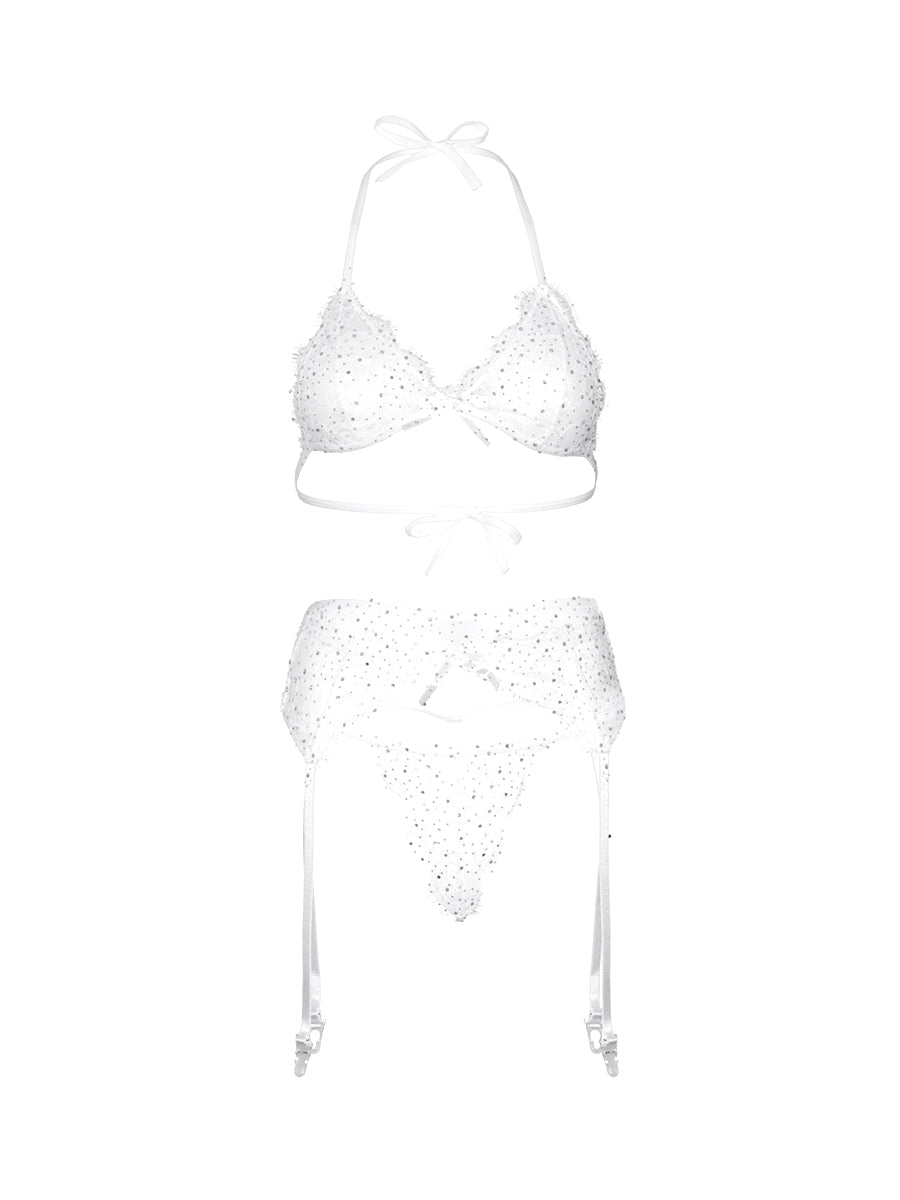 Lace Bra Top String and Garter Belt