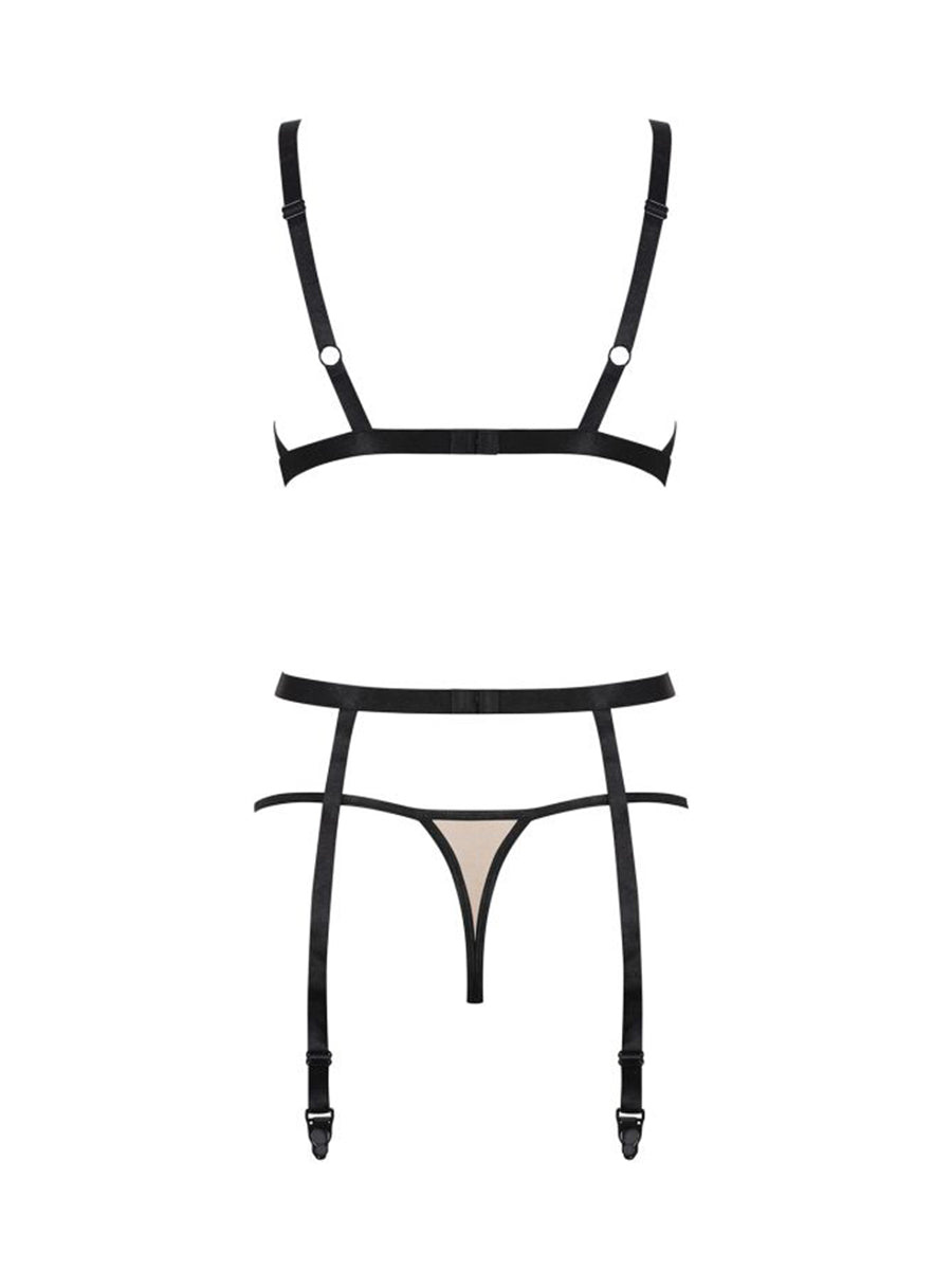 Nudelia Beige Lingerie Set with Garter Belt