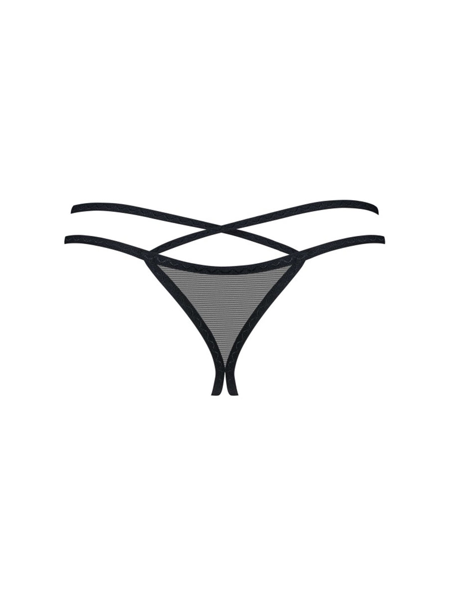Vila Blanes Crotchless Thong - Black