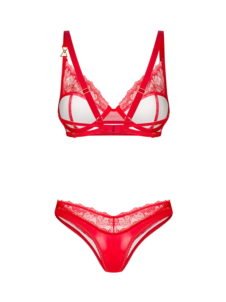 Aliosa 2-Pcs Lingerie Set - Red