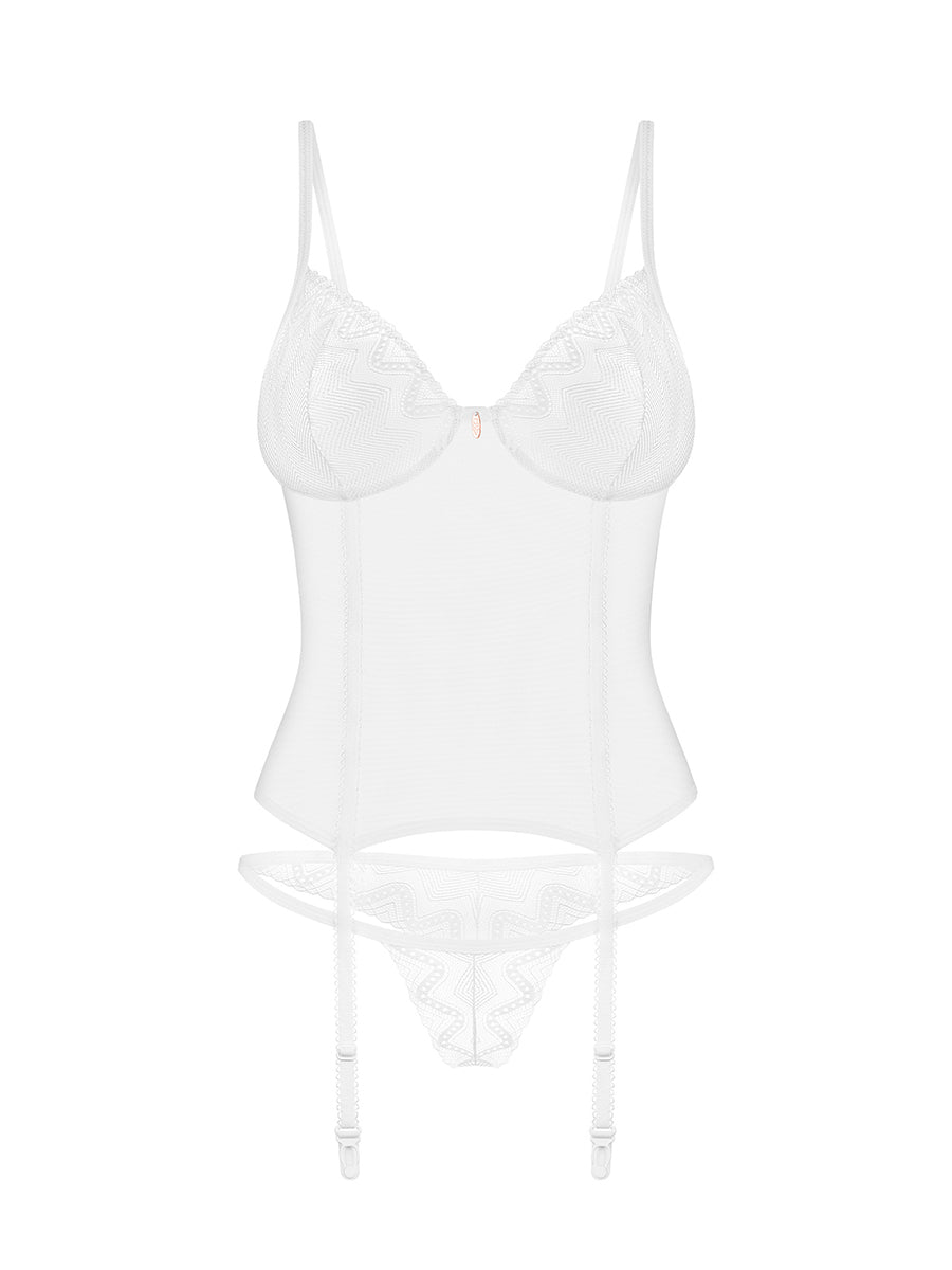 Alissium Transparent Corset and Thong - White