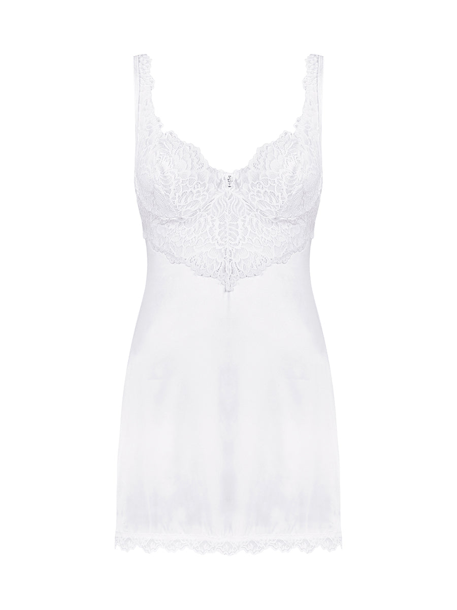 Amor Blanco Sensual Chemise and Thong - White