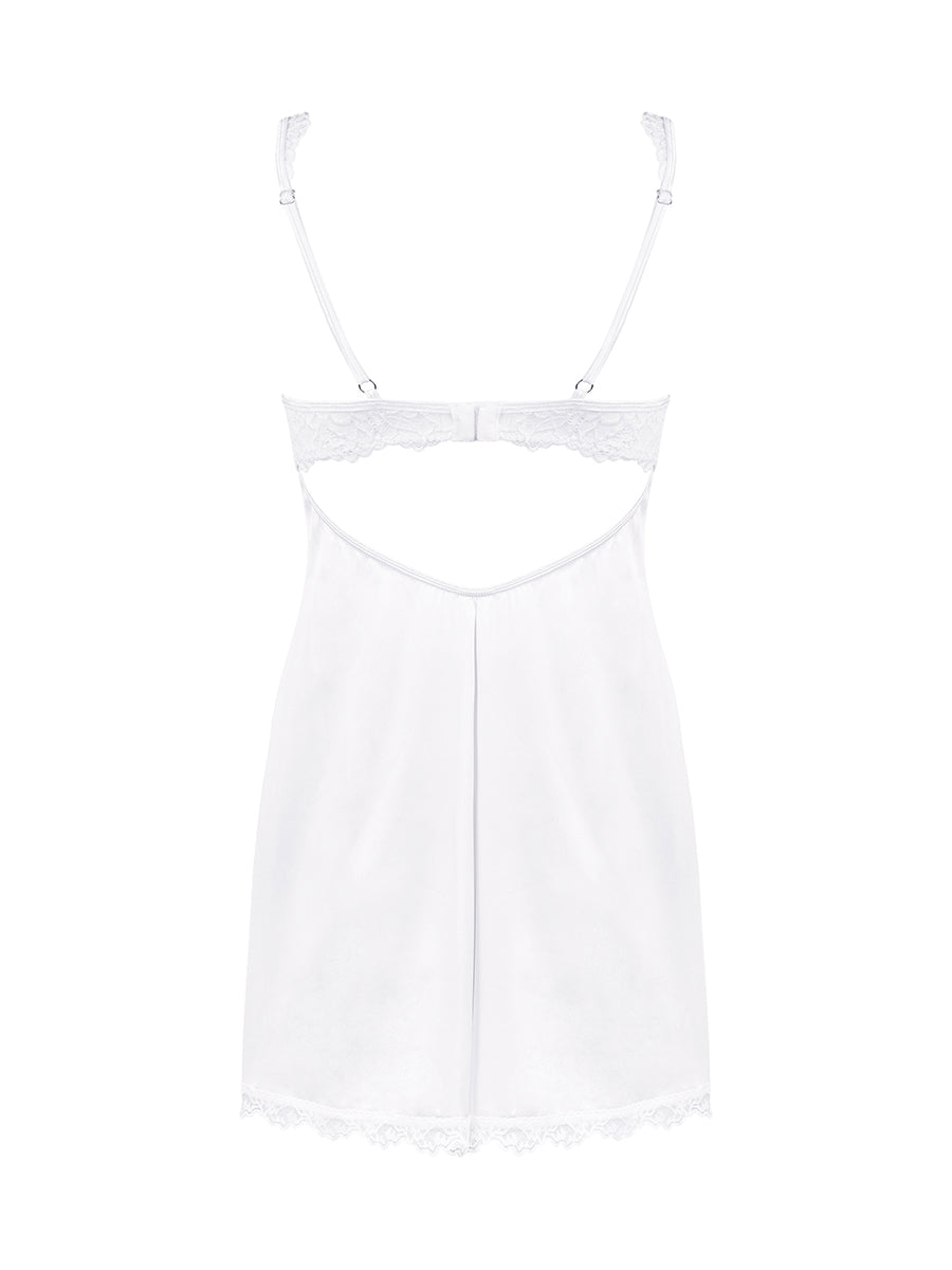 Amor Blanco Sensual Chemise and Thong - White