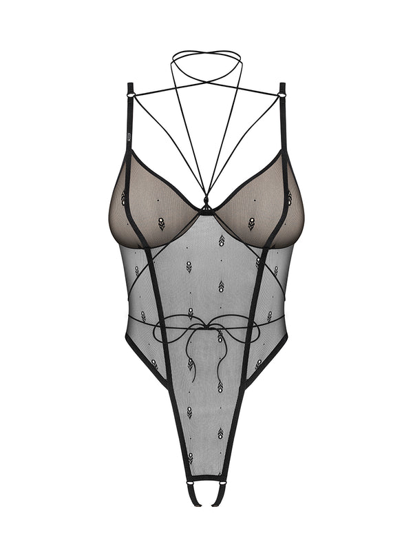 Freedom by Obsessive Anniverse Sepcial Crotchless Teddy and Harness - Black