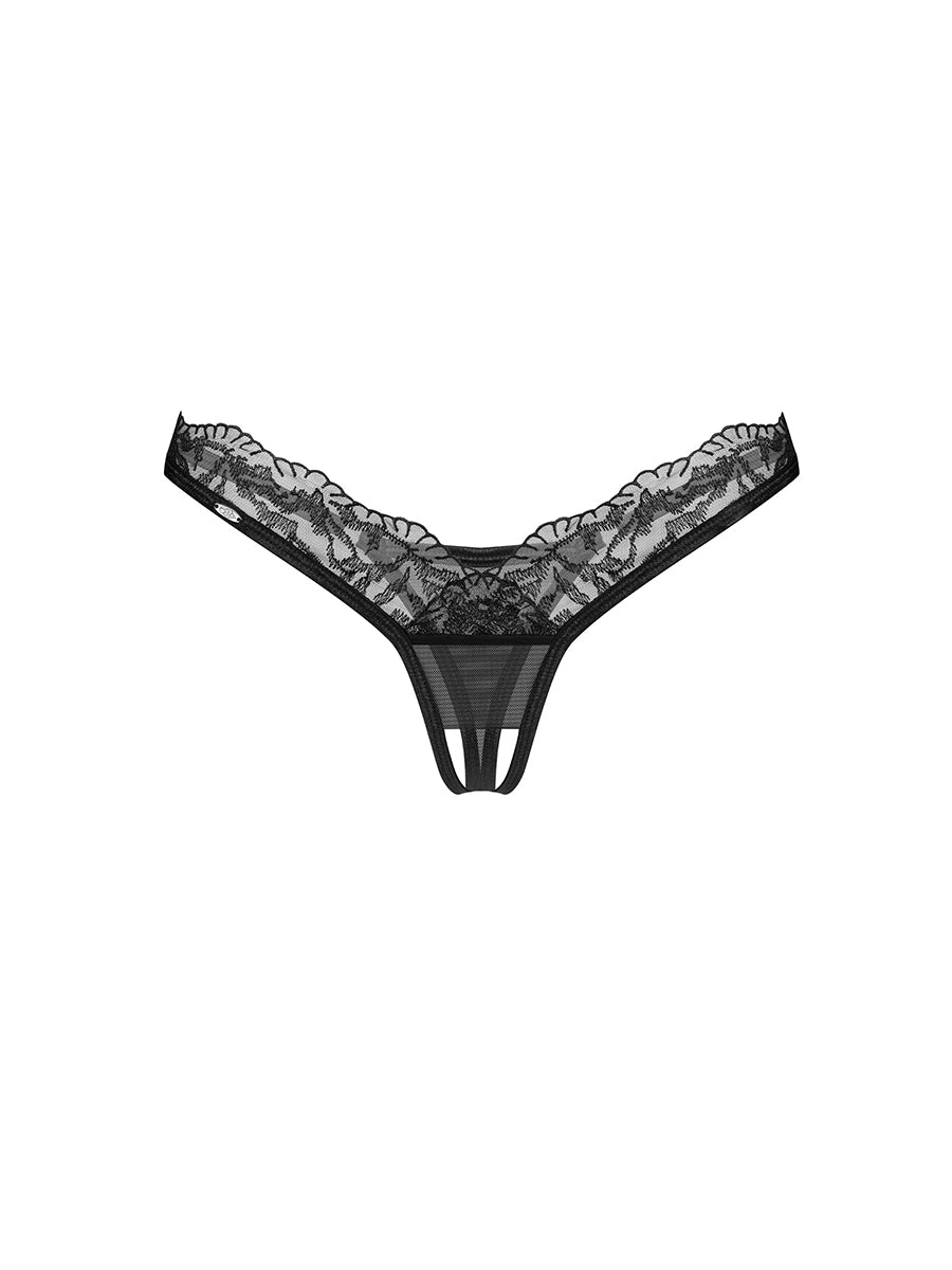 Arrowel Crotchless Thong - Black