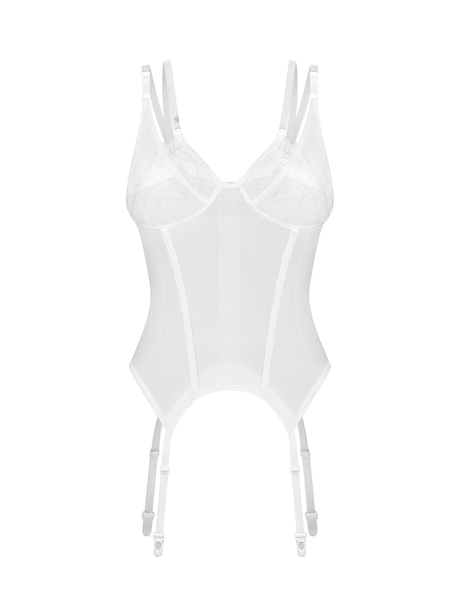 Arrowel Corset with Garter Straps- White