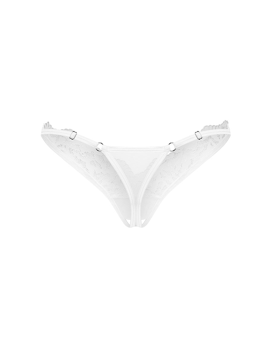 Arrowel Crotchless Thong - White