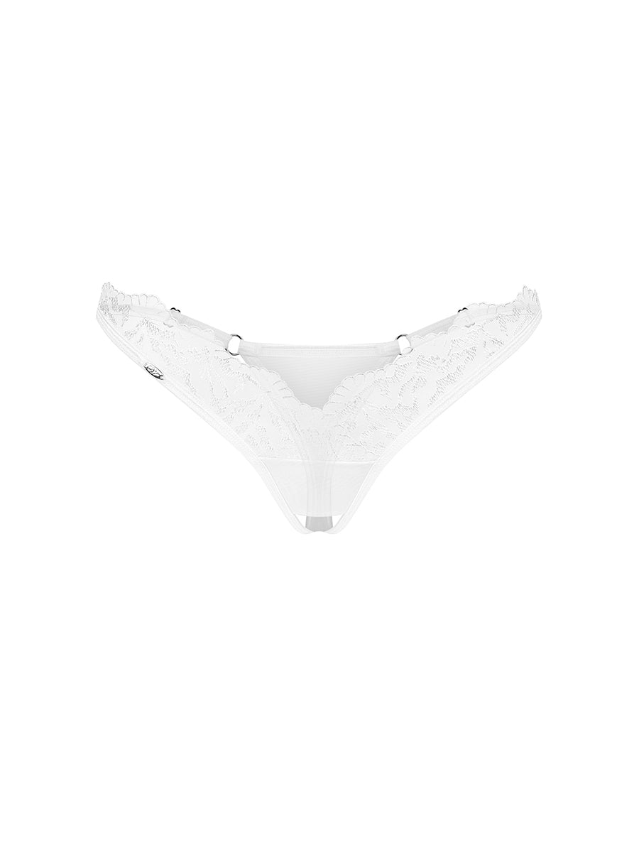 Arrowel Crotchless Thong - White