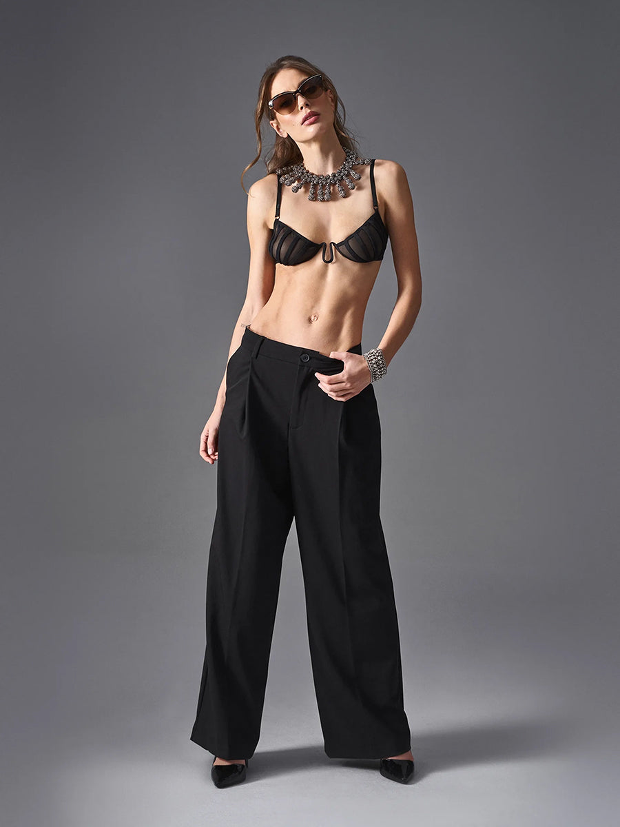 Aurorium Black Half-Bra with Boning