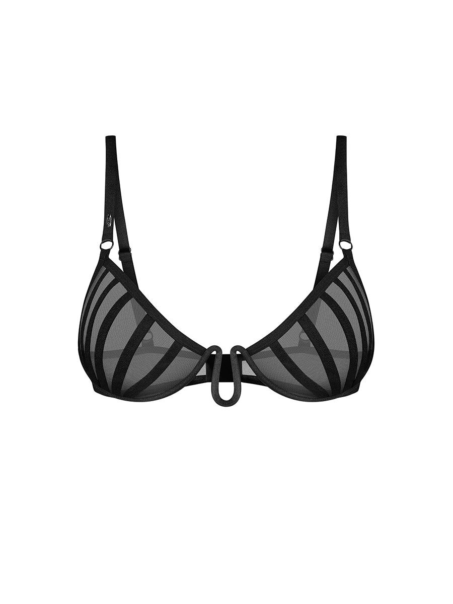 Aurorium Black Half-Bra with Boning