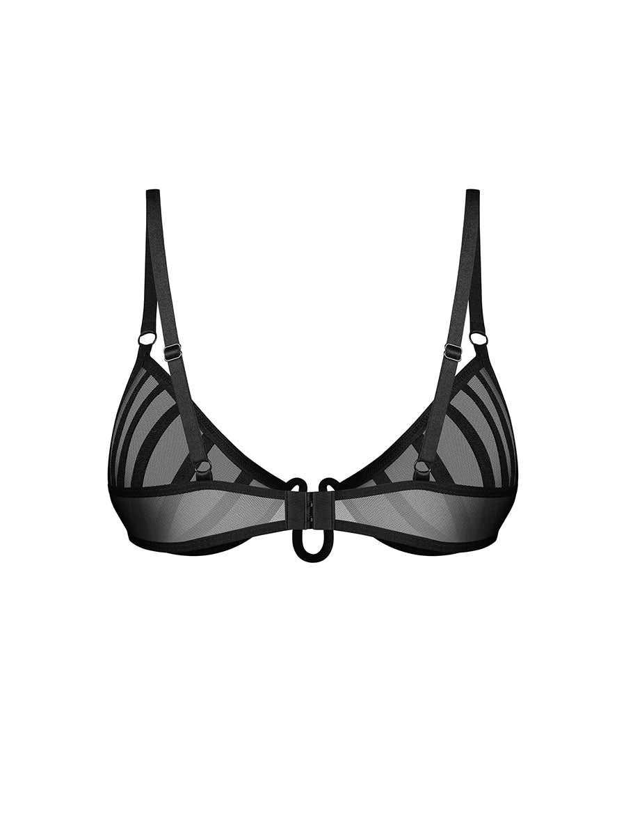 Aurorium Black Half-Bra with Boning