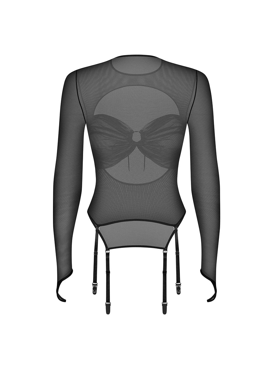 Aurorium Black Transparent Long-Sleeved Blouse