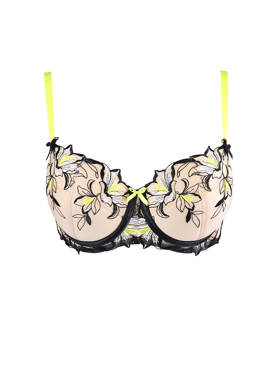 Axami Passion Wave beige and black translucent push-up bra with removable padding and underwire support